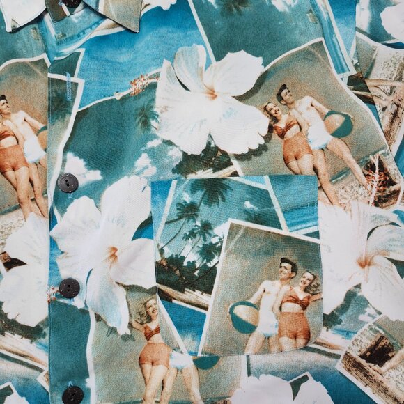 Sonoma Hawaiian Shirt Men’s XL Retro Beach Pin-Up Girl Print Short Sleeve - Picture 4 of 9